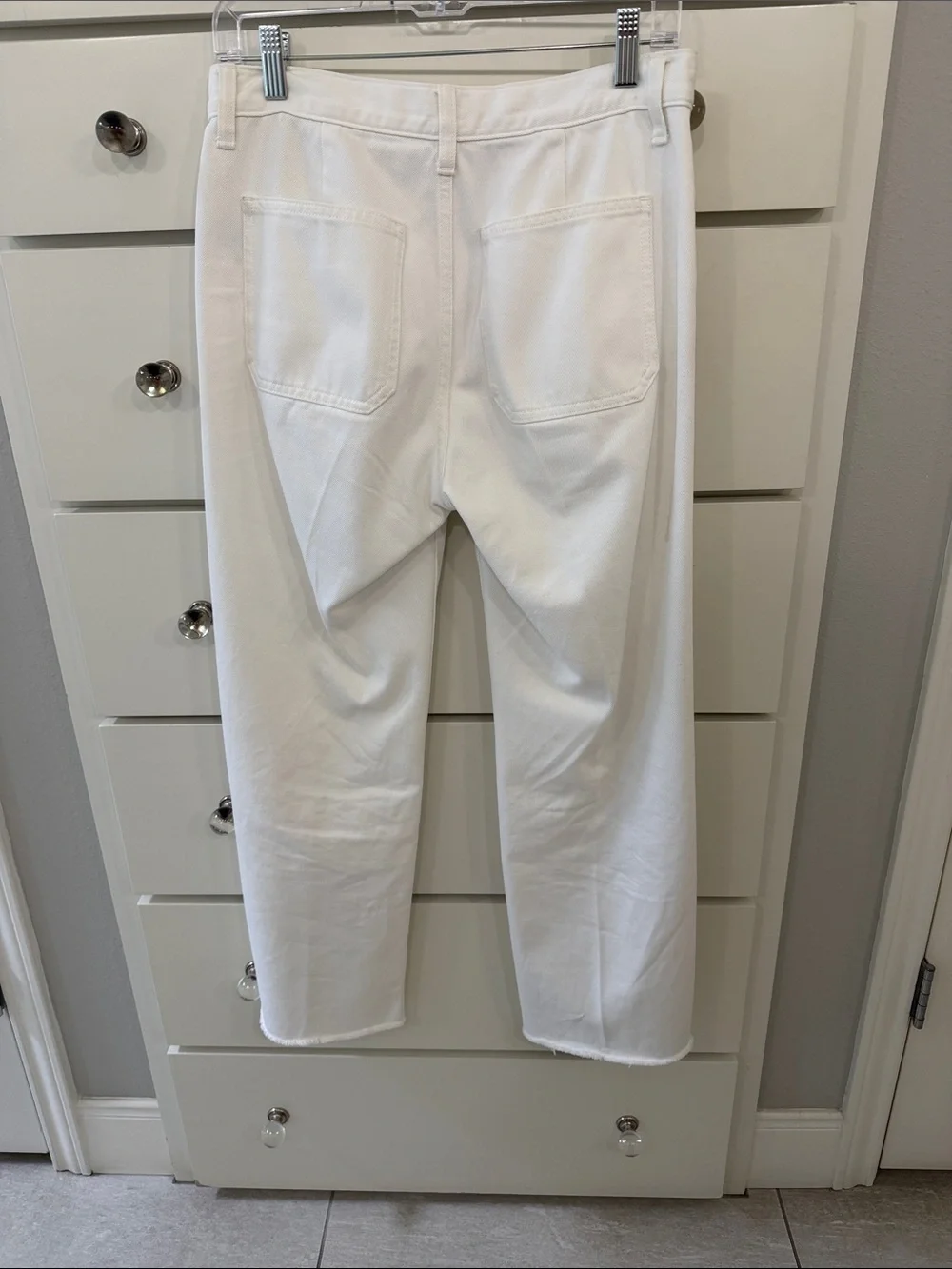 J. Crew White RELAXED DENIM BOOT Jeans with Gold Buttons
